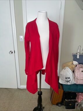 Original Cuddle Duds Open-Front Red Women's Cardigan fleece